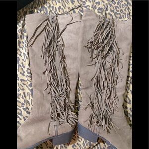 Fringe taupe boots size 10
